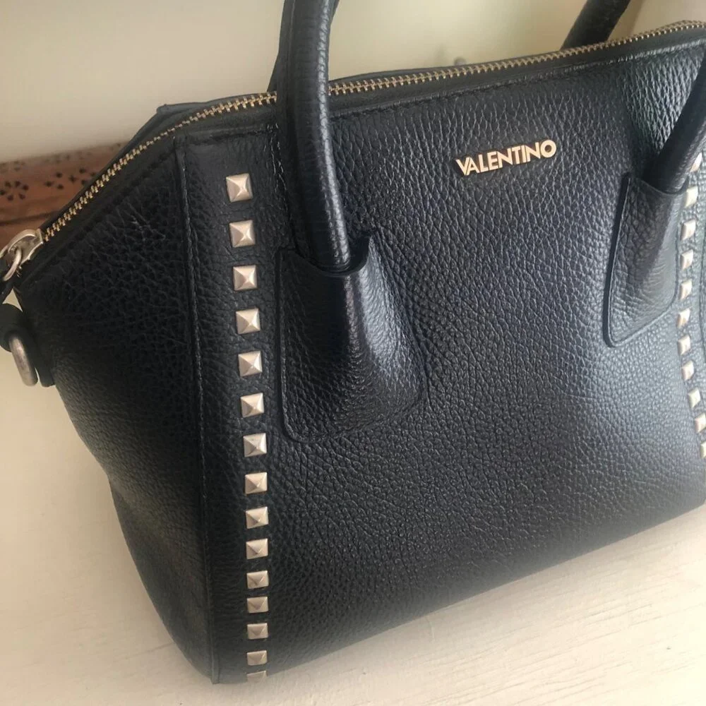 VALENTINO by Mario Valentino Minimi Studded Leather Bag Satchel - Picture 11 of 15